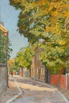 Herman Lindqvist, North Church Street from the Cathedral towards Norderport, Visby.