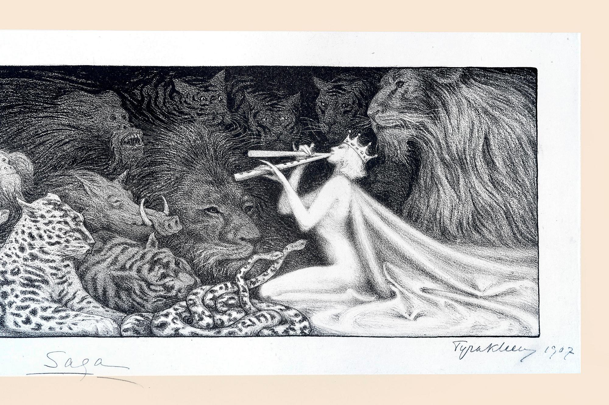 Tyra Kleen, litografi signerad och daterad 1907.