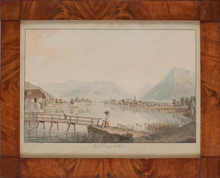 Daniel Lafond, "Vûe des environs de Thoun"; "Le Glacier inferieur du Grindelwald & le Mont Eiger"; Vue d'Interlaken"; "Le Glacier superiuer du Grindelwald & le Mont Wetterhorn" (4).