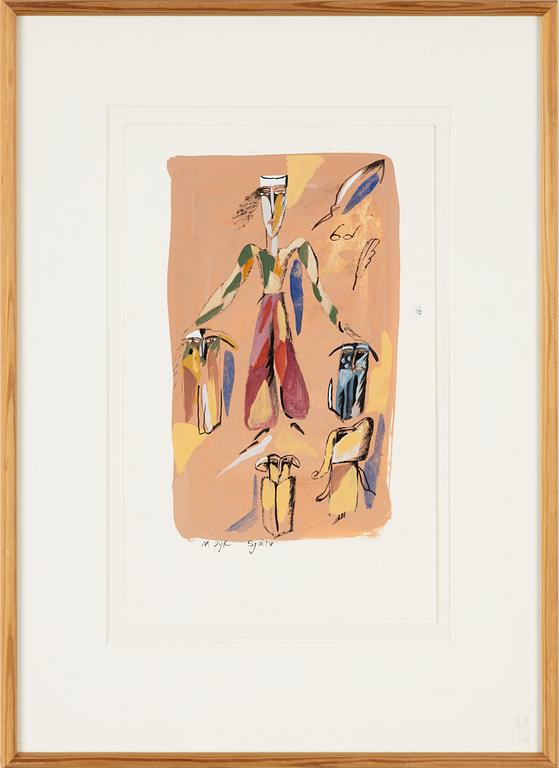 Madeleine Pyk, gouache, signed.