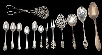 PARTI BESTICK, silver, bla GEWE, 1900-tal. Totalvikt ca 600 gram.