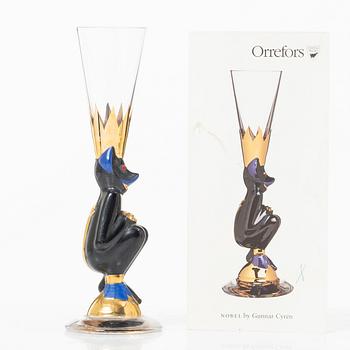 Gunnar Cyrén, schnaps glasses, 6 pcs, so called "Devil glasses", from the Nobel service, Orrefors.