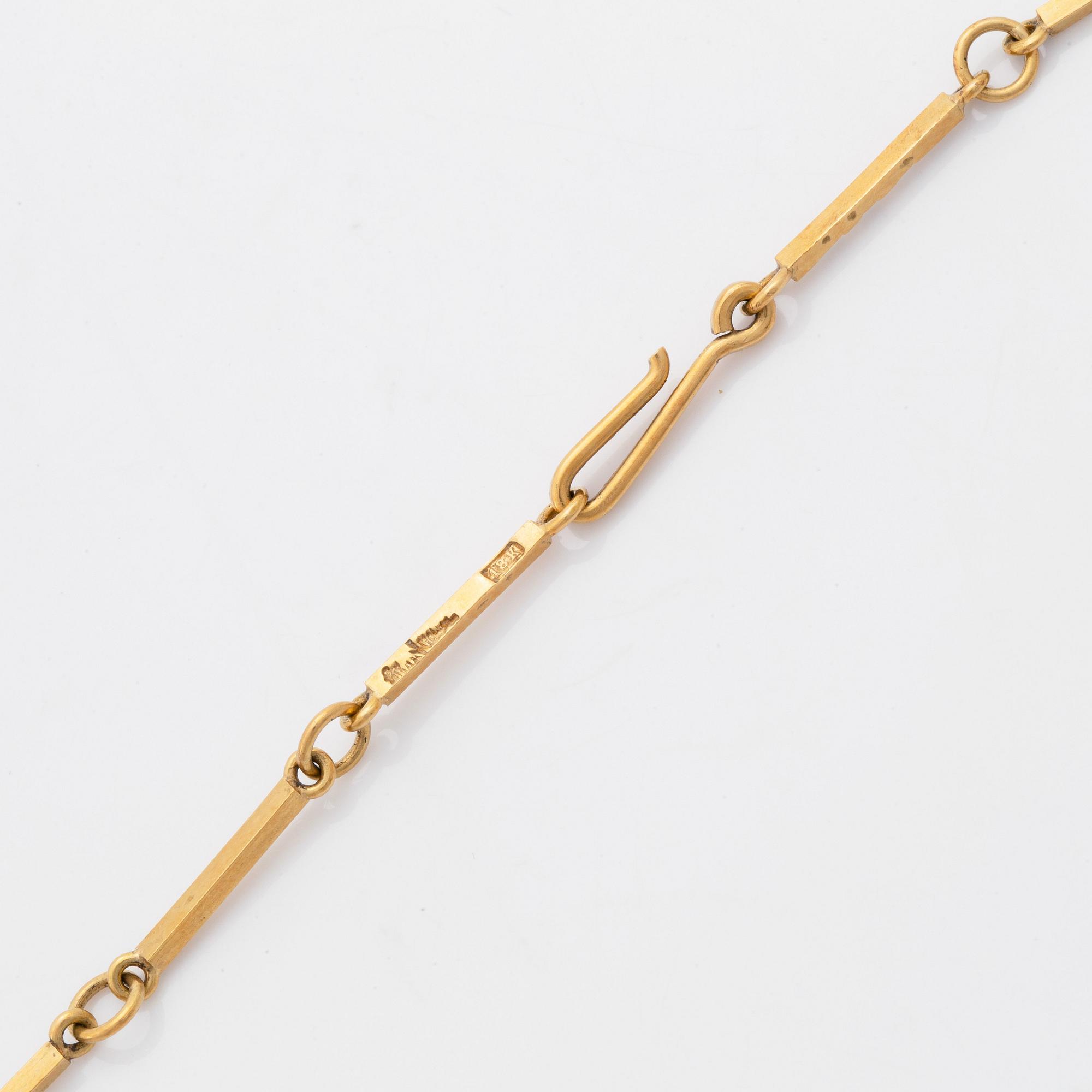 Wiwen Nilsson, a 18K gold and cabochon cut labradorite collier, Lund Sweden 1957.