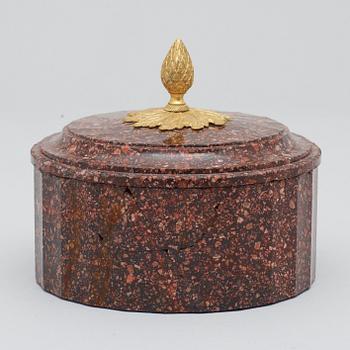 A Swedish Empire 19th century porphyry butter box.