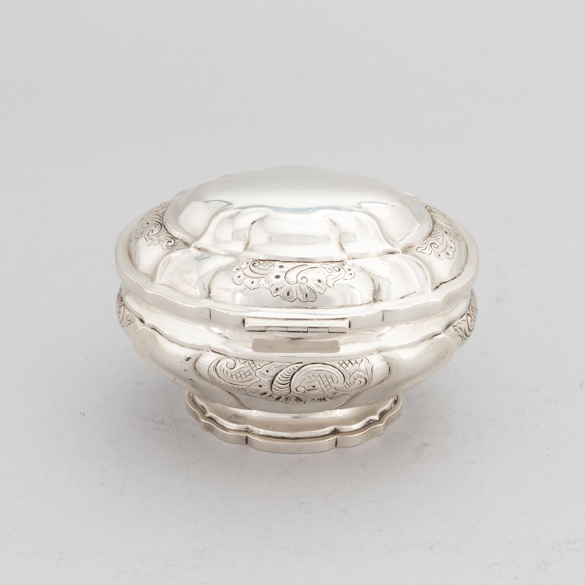 A silver sugarbox by Clement, Copenhagen 1880.