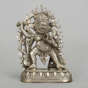 FIGURIN, vitmetall, "Vajrapani", Kina/Tibet 1900-tal.