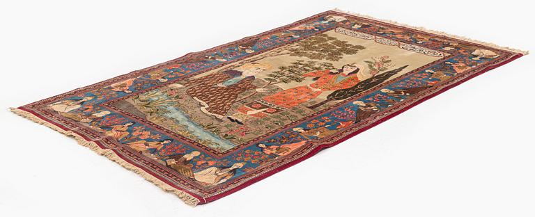 A Kashan, so called 'Dabir' rug, c. 225 x 130 cm.