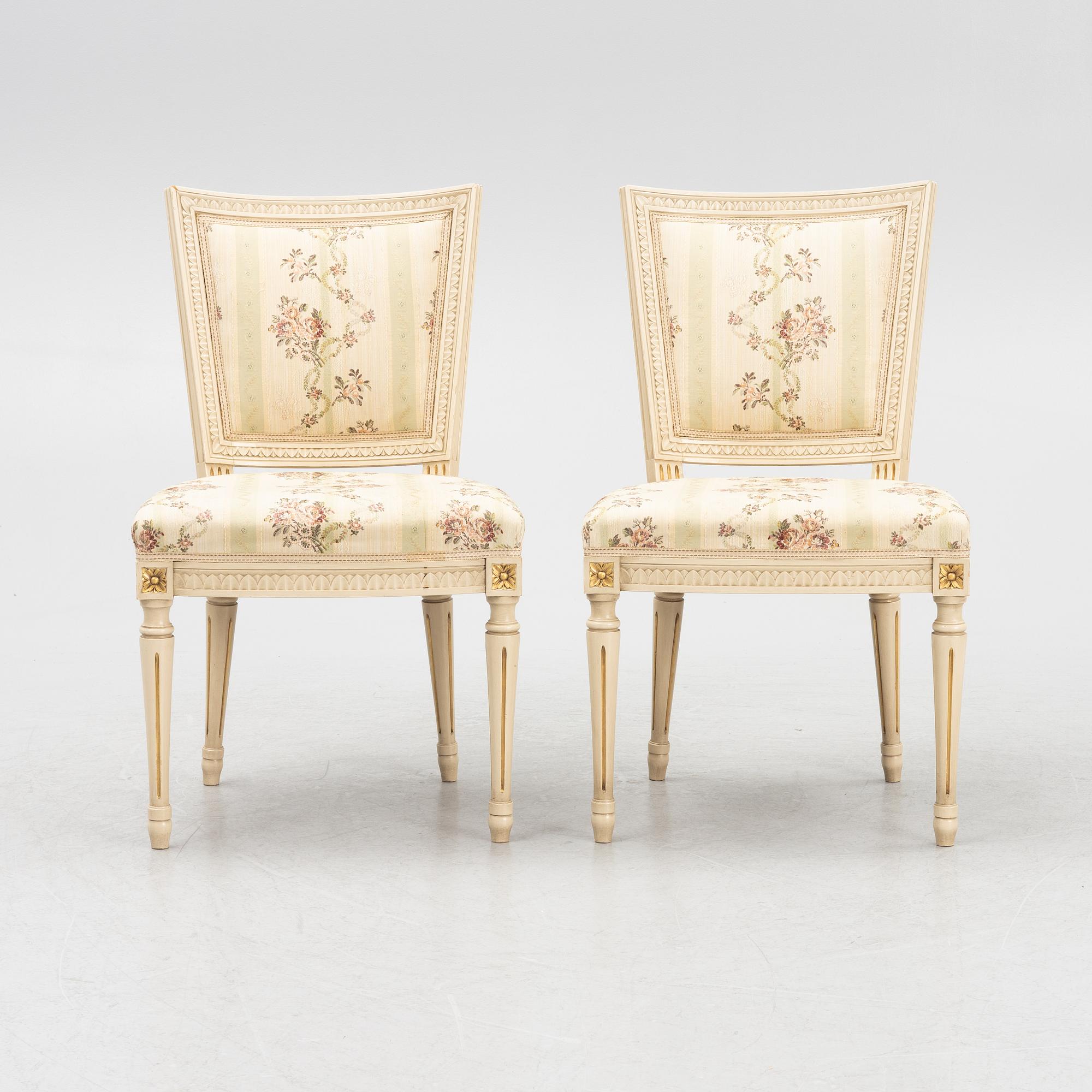 Stolar, 6 st, gustaviansk stil, 1900-talets andra hälft.