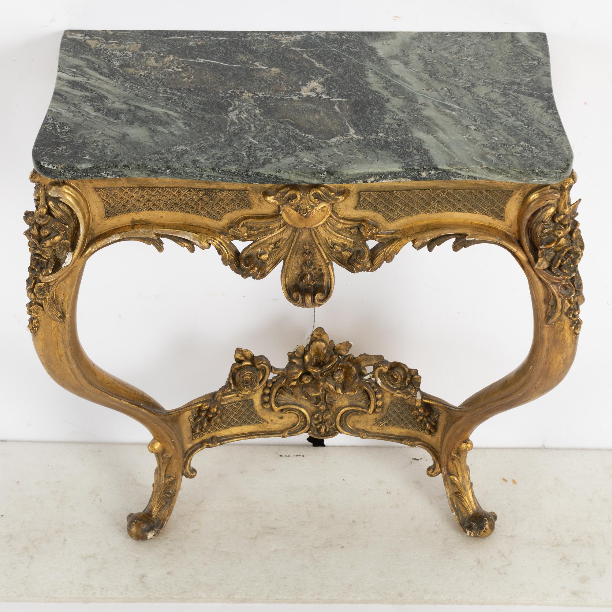 Mirror with console table, Rococo style, circa 1900.