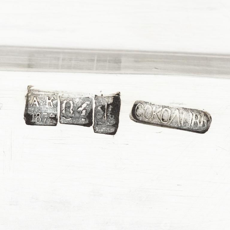 Alexander Nikolajewitsch Sokolow, bricka, silver, S:t Petersburg, Ryssland 1872.