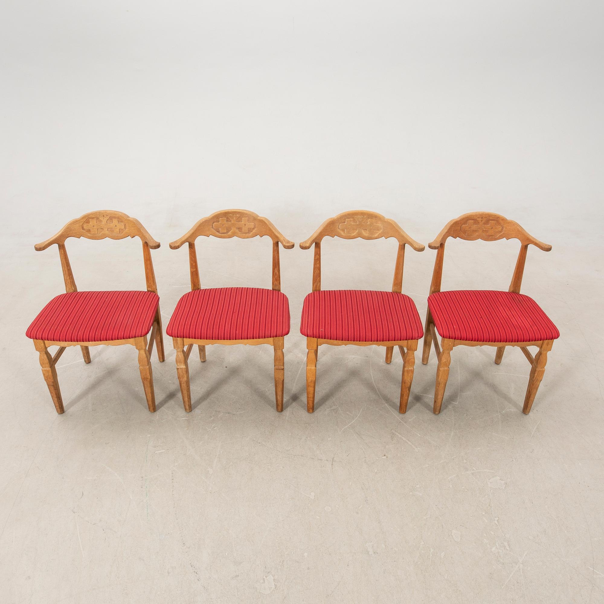 Henning Kjærnulf chairs/armchairs 4 pcs EG møbler Denmark 1960s/70s.
