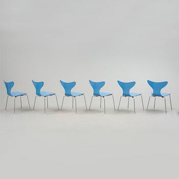 STOLAR, 6 stycken, "Liljan", Arne Jacobsen, 1970-tal.