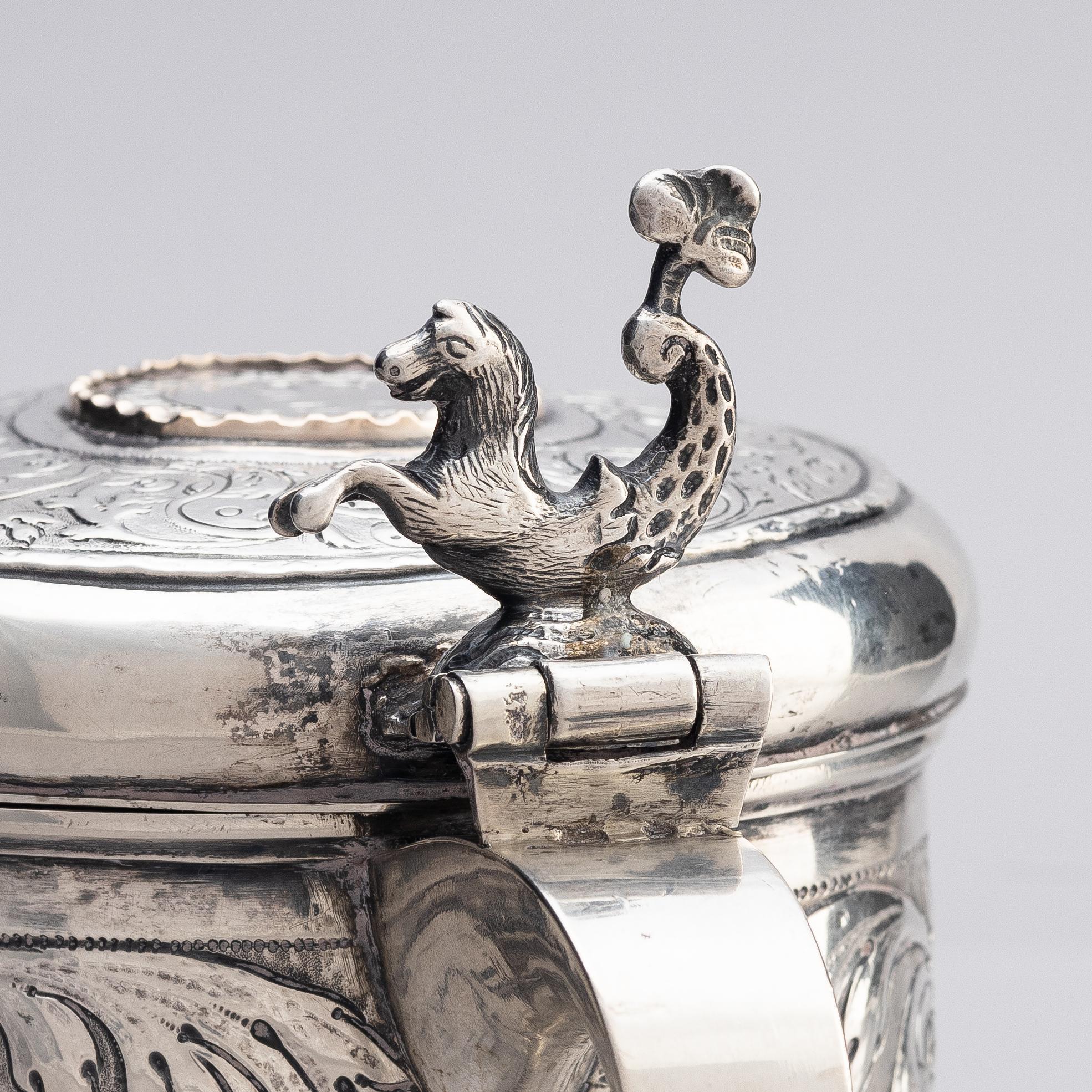 A possibly Danish 18th century silver tankard, unidentified maker's mark.