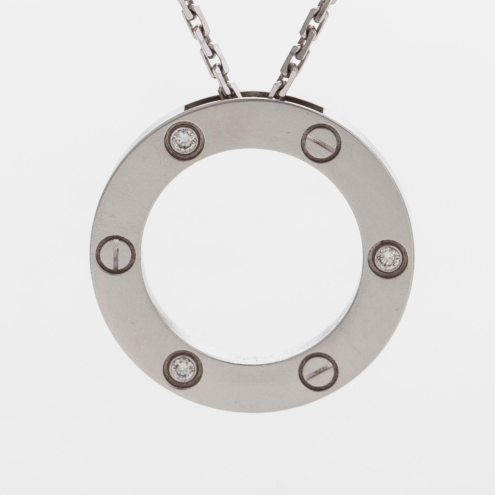 Cartier, kaulakoru, "Love", 18K valkokultaa, briljanttihiottuja timantteja.