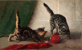 453. Wilhelm Engström, Cats with red yarn.