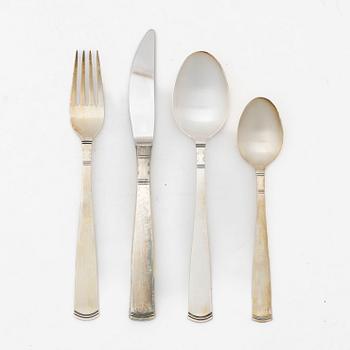 Jacob Ängman, cutlery set, 48 pieces, silver, model "Rosenholm", GAB, Eskilstuna 1994.