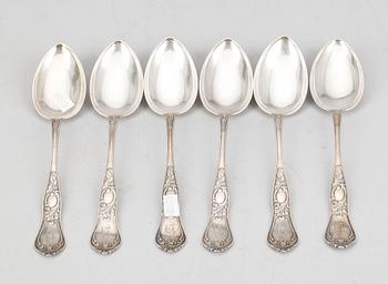 MATSKEDAR, 6 st, silver, Magnus Aase, Bergen, verksam 1876-1953. Total vikt ca 238g.