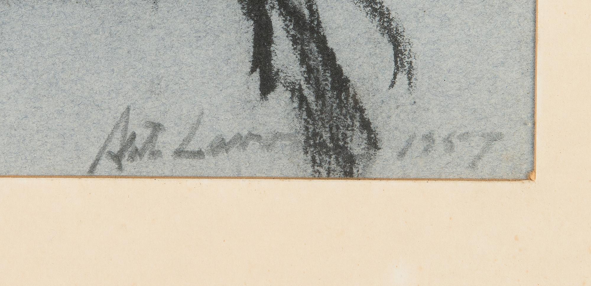 Ahti Lavonen, crayon, signed and dated 1957.