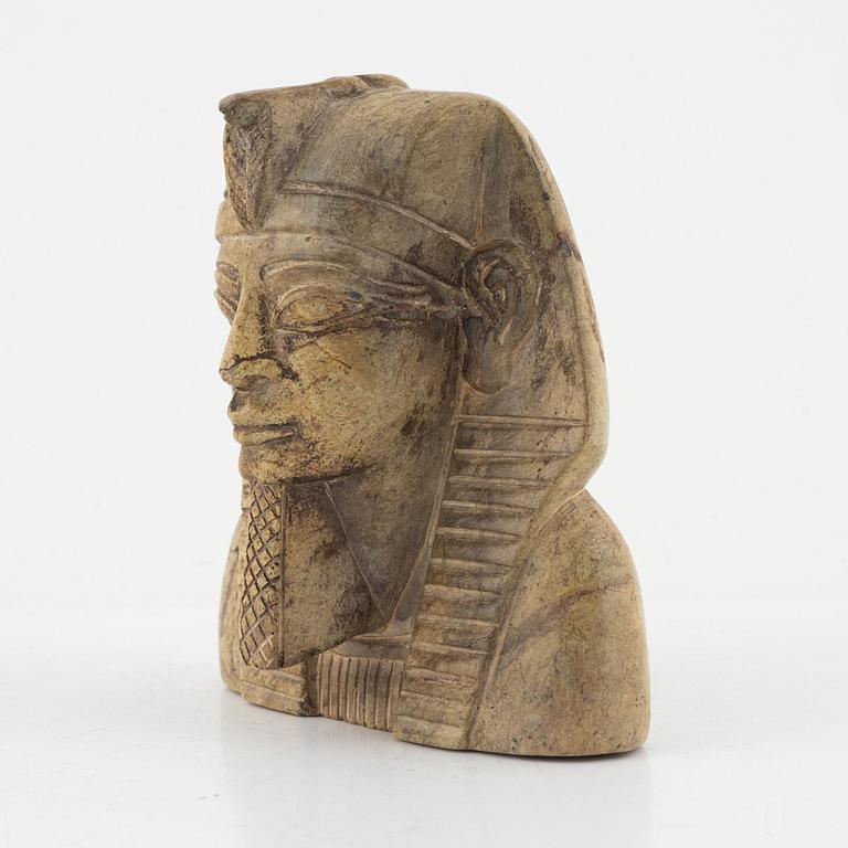 A Grand Tour serpentinite pharaoh bust, circa 1900.