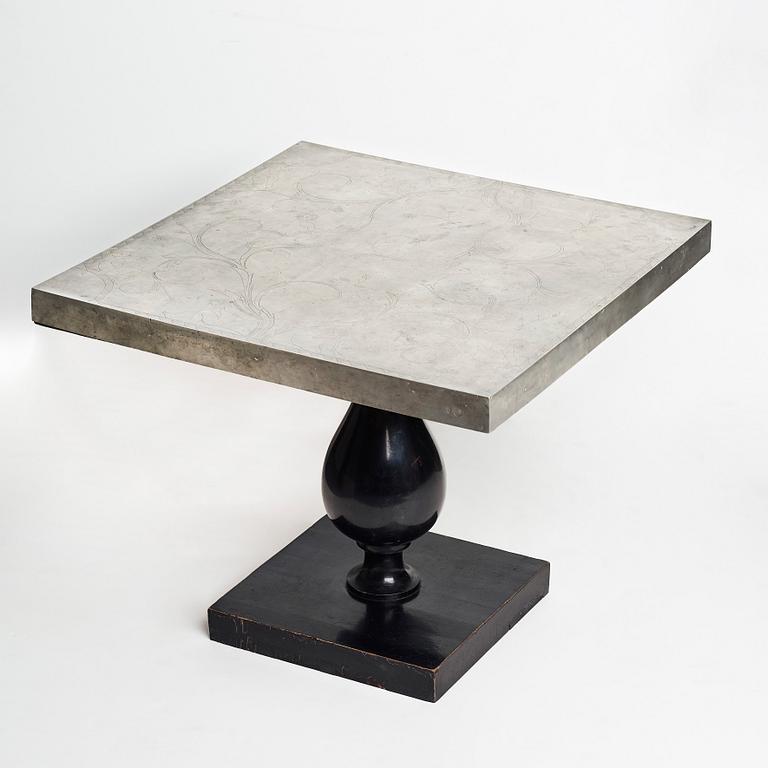 Tyra Lundgren, & Uno Åhrén, a pewter top sofa table for Svenskt Tenn, Stockholm 1928-29, model 743, provenance Estrid Ericson.