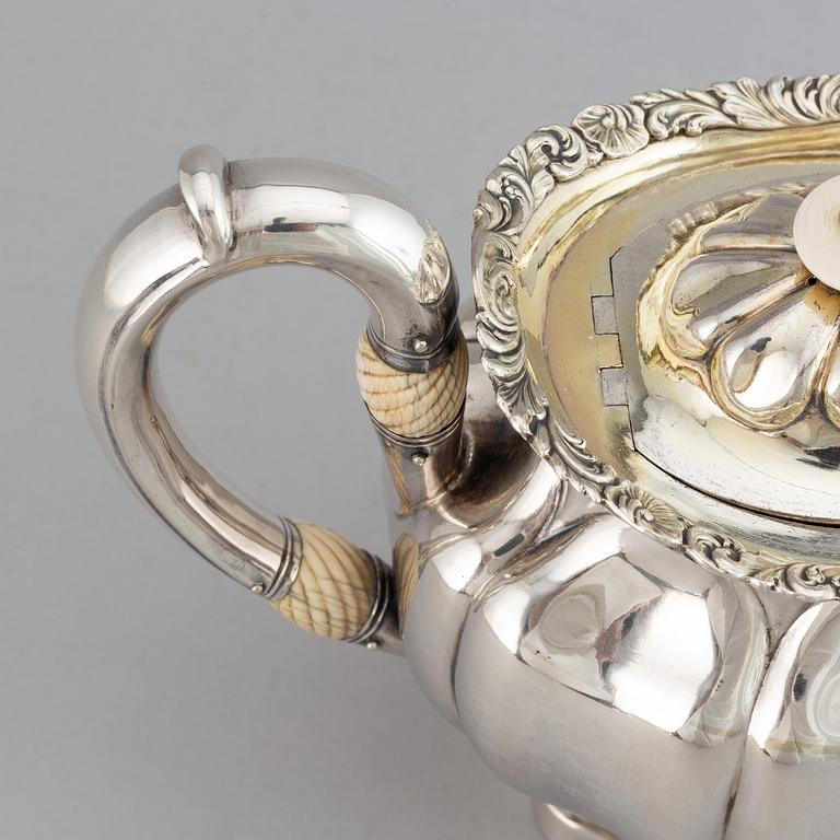 A Russian 19th century parcel-gilt silver tea-pot, mark of Adolf Sper, St. Petersburg 1837.