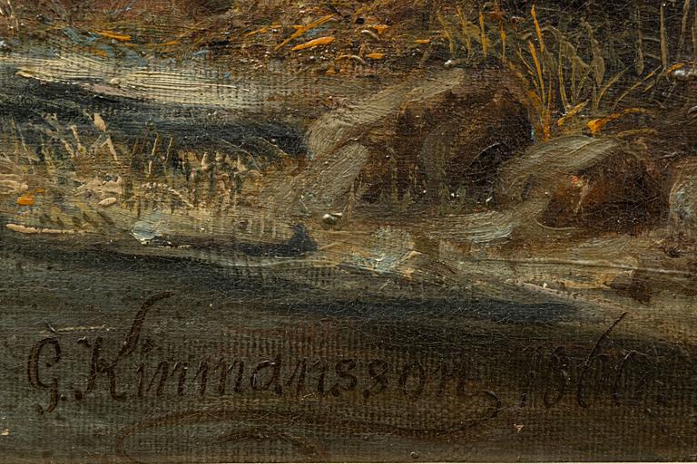 Lars Gustaf Kinmansson, Winter Landscape with Wood-Gathering Family.