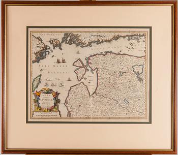 KARTA, handkolorerad, Johannes Janssonium, 1700-tal.