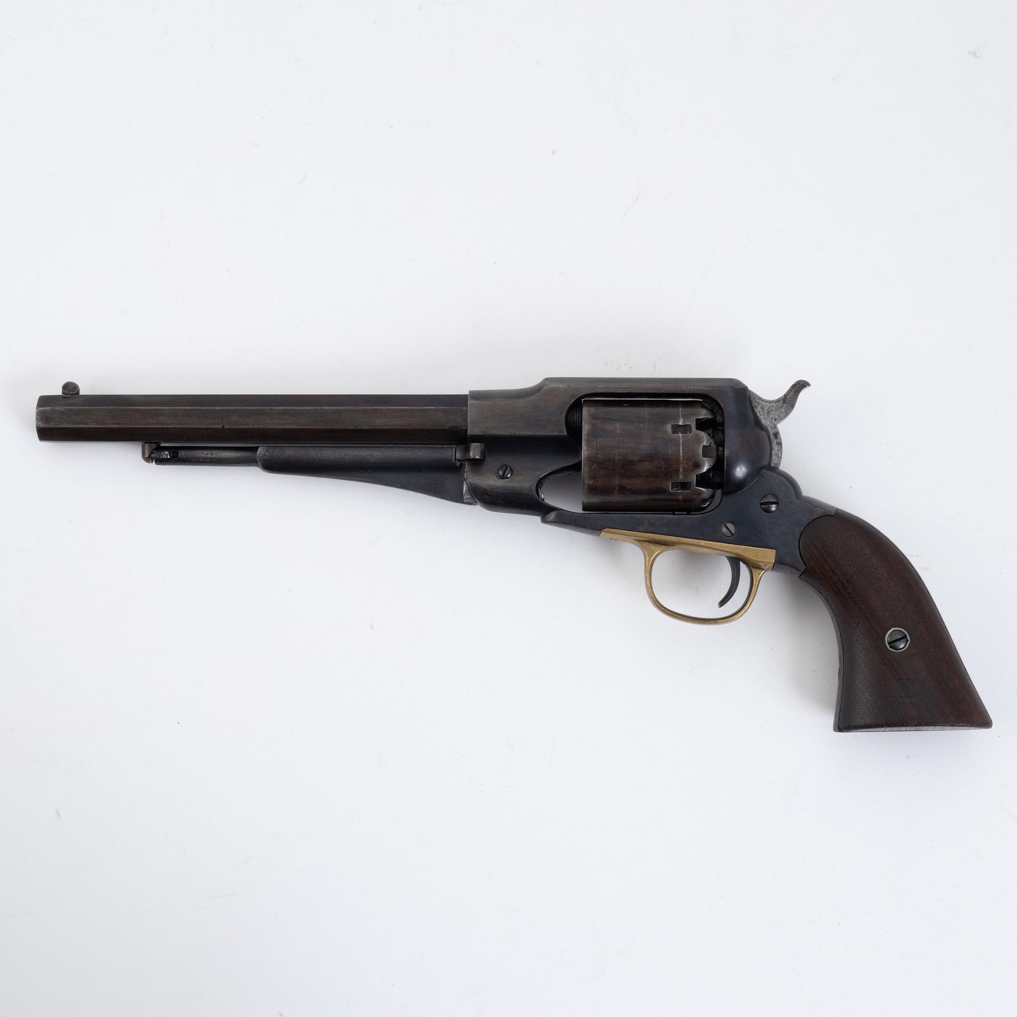 A Remington New Model Army percussion revolver, in case.