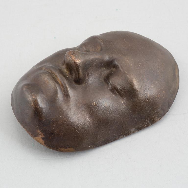 Karl XII's death mask, bronze, probably Finspångs bruk, 20th century.