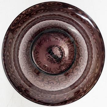 Simon Gate, skål, tunnväggig graal, glas, Orrefors, 1920.