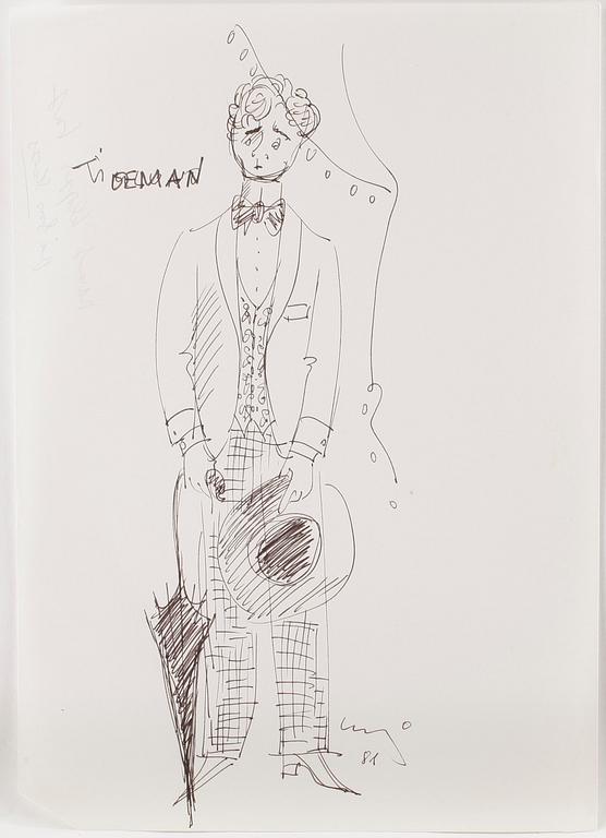 MAX GOLDSTEIN (MAGO) akvarellteckningar, kostymskisser och blyertsteckningar, ca 70 st, bl a 1940-tal, delvis sign.