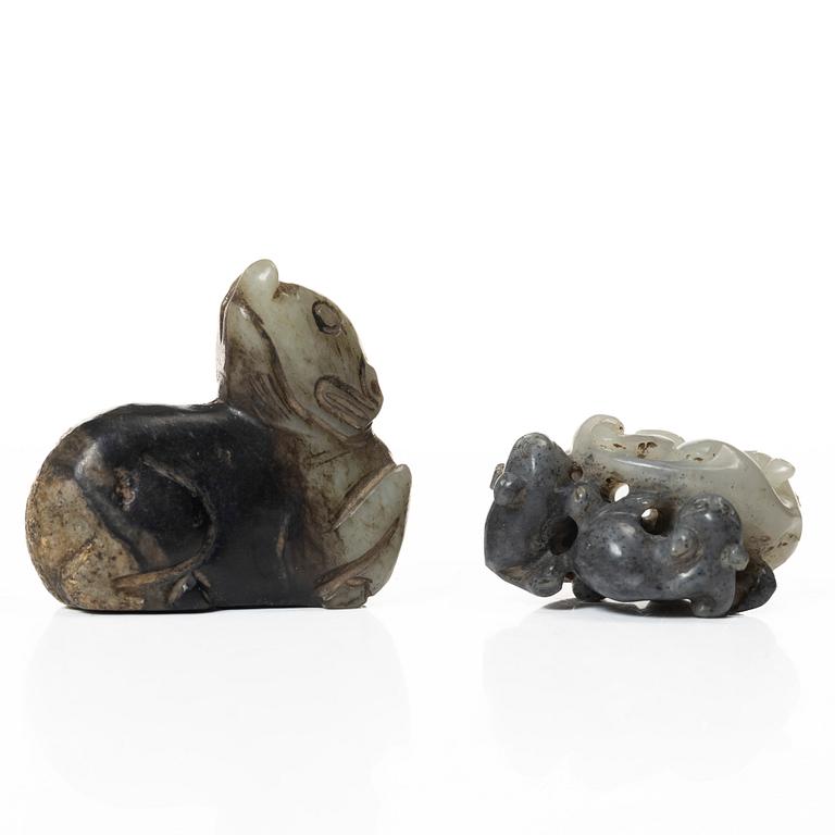 Figuriner, fem stycken, sten. Kina, 1900-tal.