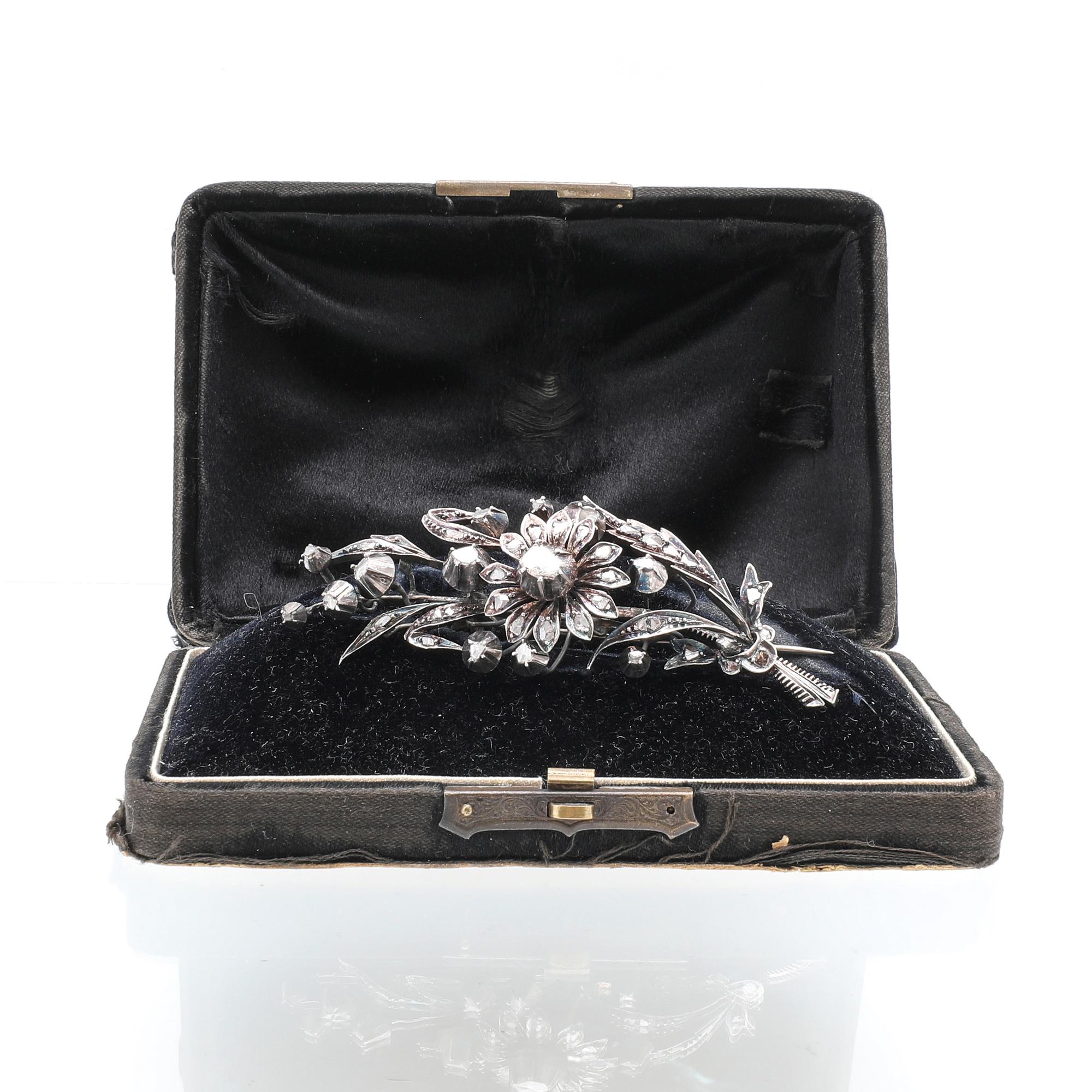 Silver brooch with rose-cut diamonds, second half of the 19th century.
