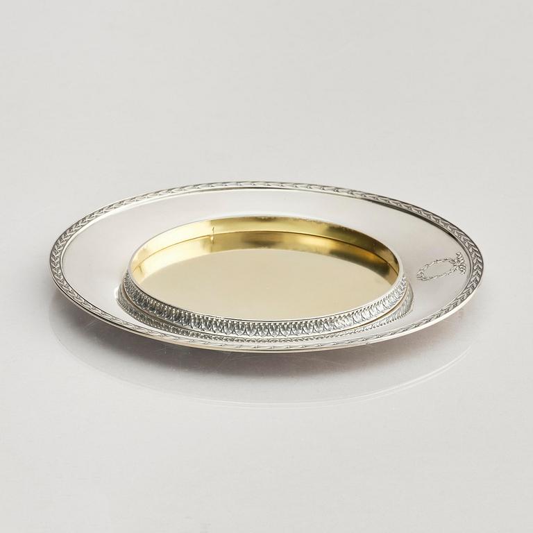 A Swedish parcel-gilt silver coaster, mark of W.A. Bolin, Stockholm 1920.