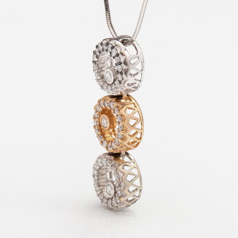 HALSBAND, 14K vit- och gultguld, diamanter ca 0.33 ct tot.