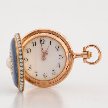 POCKET WATCH, with pearls and diamonds.