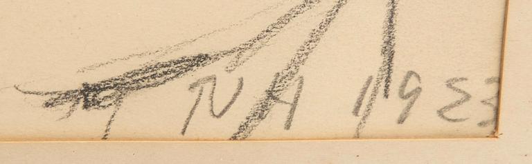 Tora Vega Holmström, teckning signerad och daterad 1923.