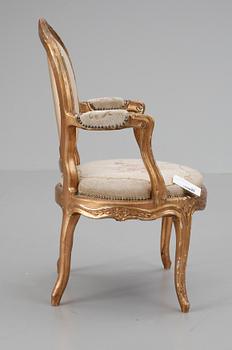 KARMSTOL, gustaviansk, sign OES, 1700-talets slut.