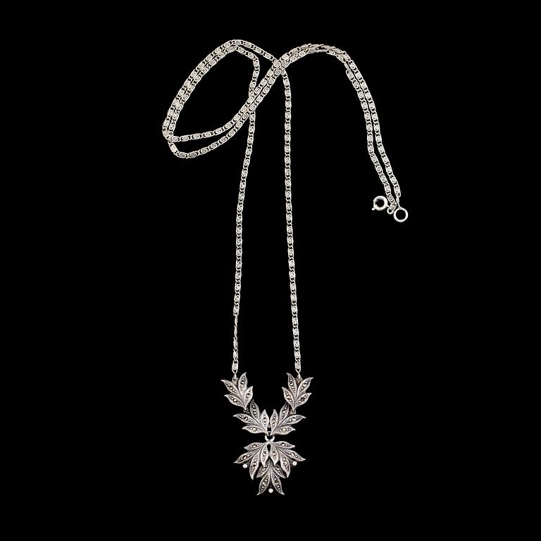 COLLIER, silver och markasiter, 1900-talets mitt.