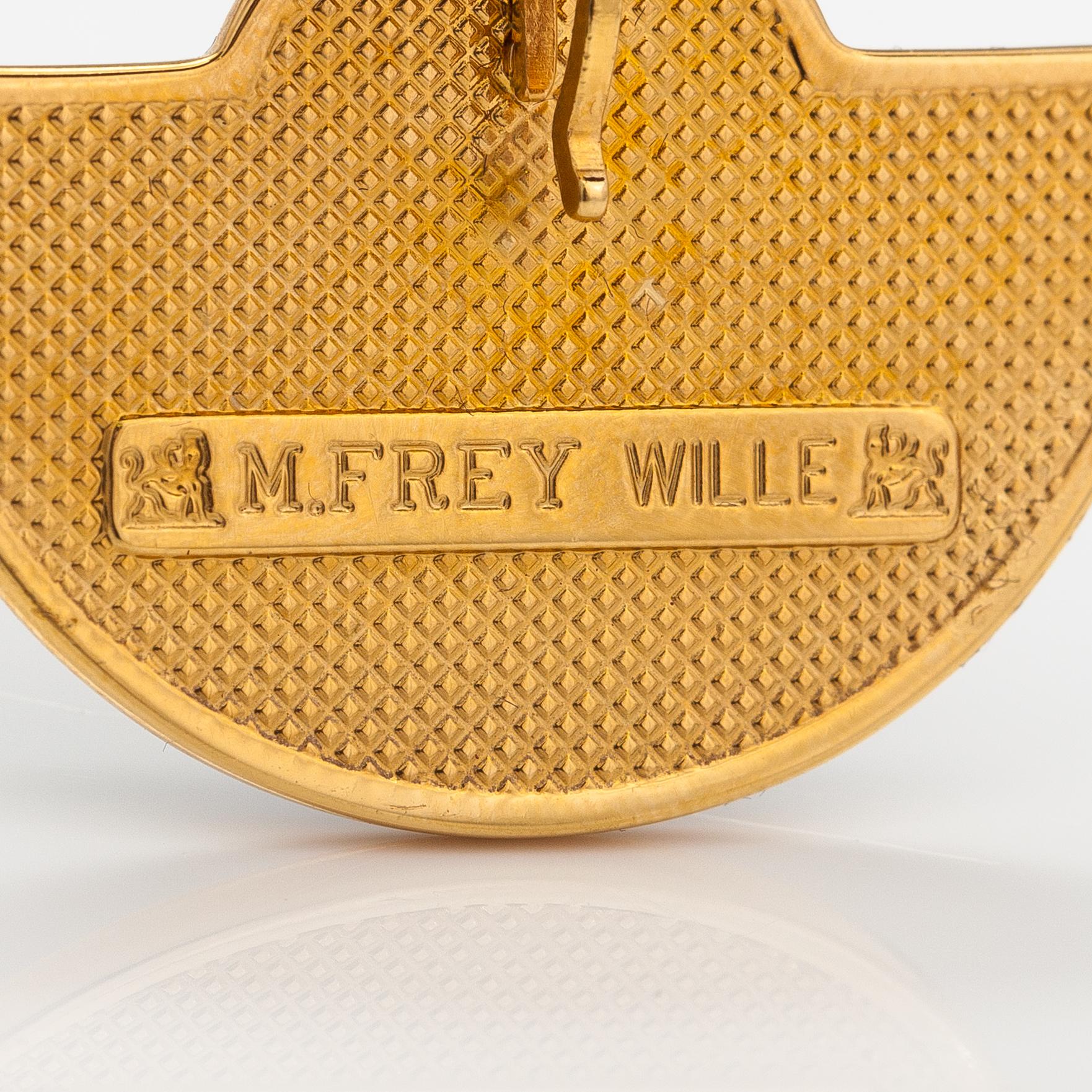 Frey Wille, a necklace made of gold coloured metal and enamel. Marked Frey Wille.