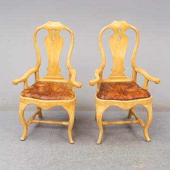 KARMSTOLAR, ett par, svensk senbarock, 1700-talets mitt.