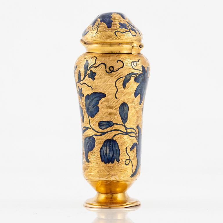 A Swedish 18th century 20K gold scent box, mark of Frantz Bergs, Stockholm 1753.