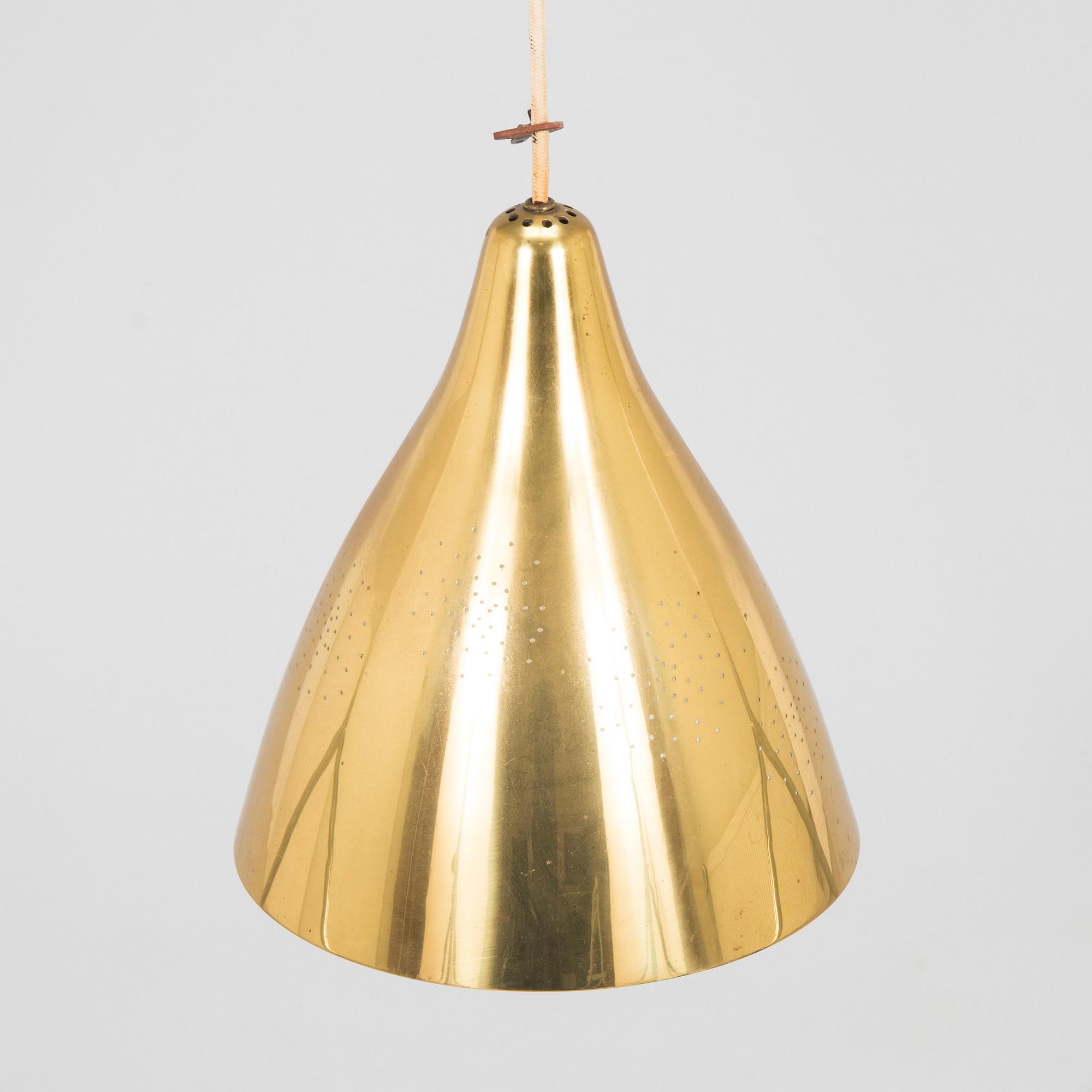 Lisa Johansson-Pape, taklampa, mässing, modell 1314, Stockmann Orno, 1900-talets mitt.