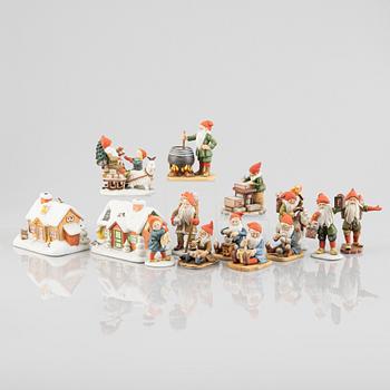 Jenny Nyström, after. A set of twelve porcelain figurines, Kalmar Läns Museum and two figurines, Nils Holgersson-gården.