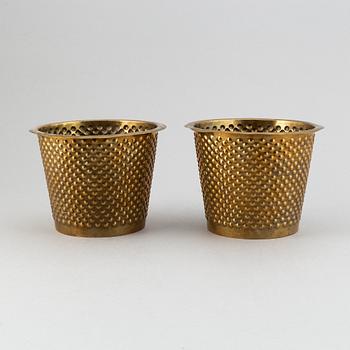 Josef Frank, a pair of 'Hortus' brass plant pots, Svenskt Tenn.