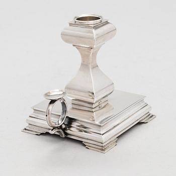 An Morozov silver night candlestick, marked with the Imperial warrant, Saint Petersburg Russia turn of the 20th century.