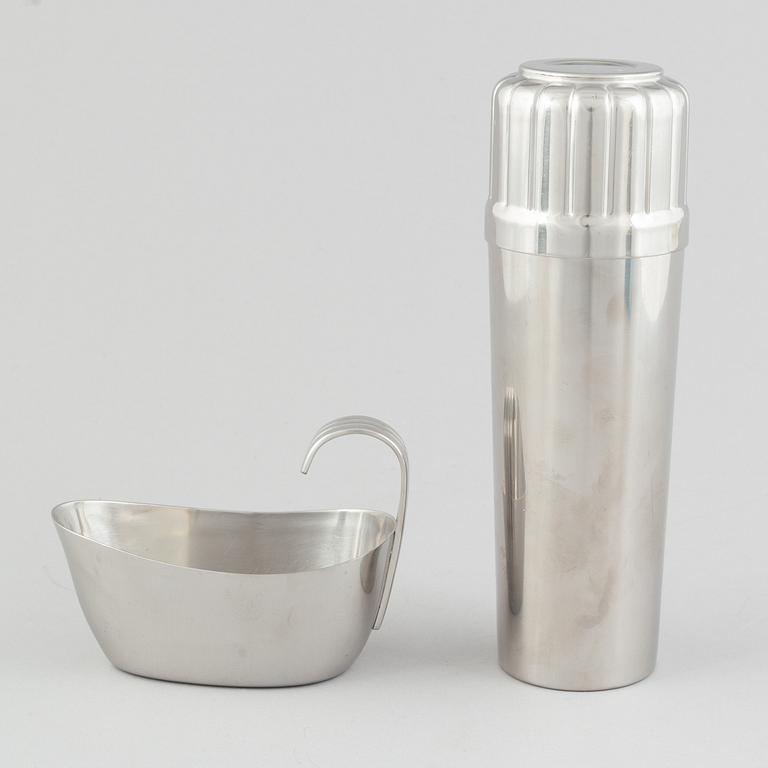 Folke Arström, besticksservis, 92 delar, samt bricka, såssnipa och shacker, rostfritt stål, "Thebe", Gense.