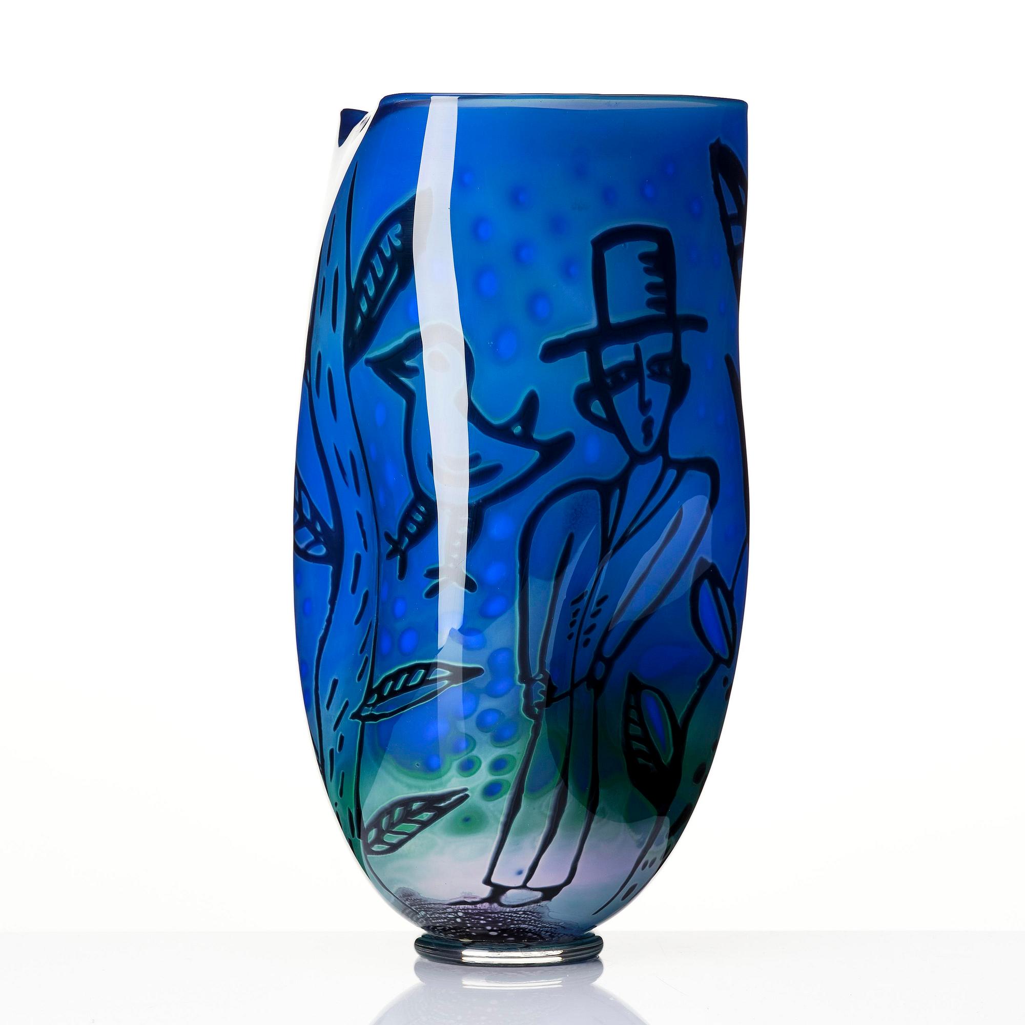 Ulrica Hydman-Vallien, a glass vase, Kosta Boda, Sweden, edition 1/10.