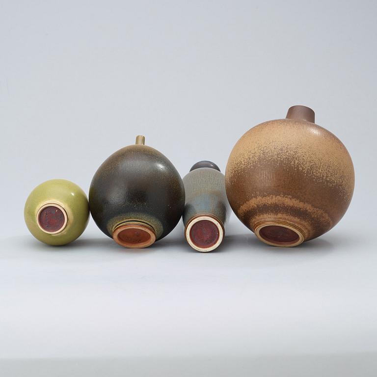 A set of four Berndt Friberg stoneware vases, Gustavsberg Studio 1944-47 and 1953-61.