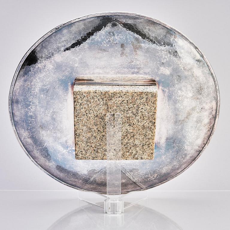 Bo Klevert, a sterling silver and stone plate, Stockholm 1988.